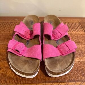 Birkenstock Pink Leather Double Strap Sandals Size 10 Women